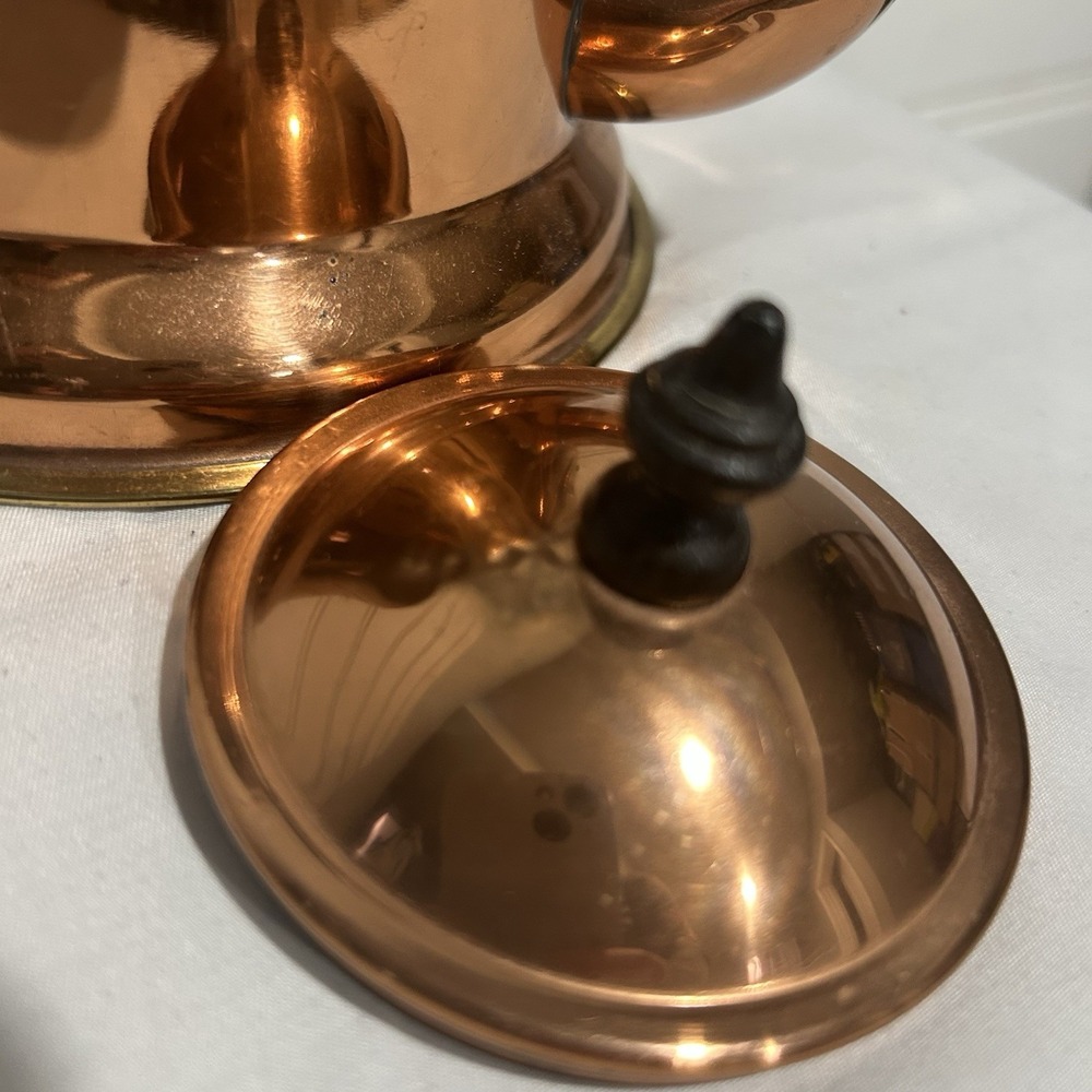Vintage Marketworld 1980s Copper Tea Kettle with Wooden Handle Made in Portugal - Picture 4 of 14